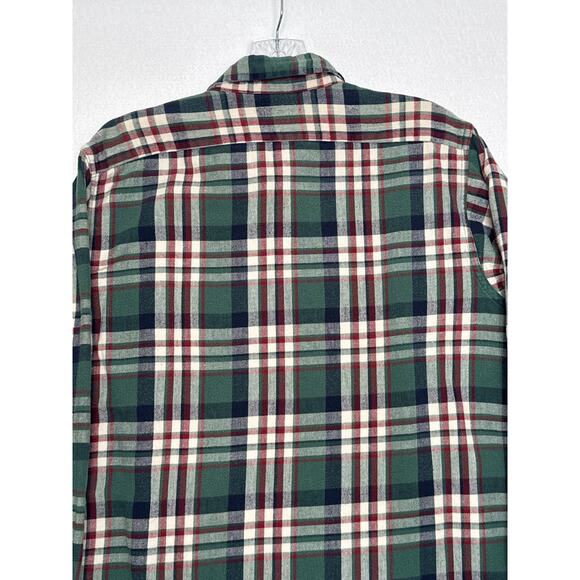 Vintage L.L. Bean USA green red Plaid Flannel Shirt Women’s Medium 80s/90s - Picture 10 of 13
